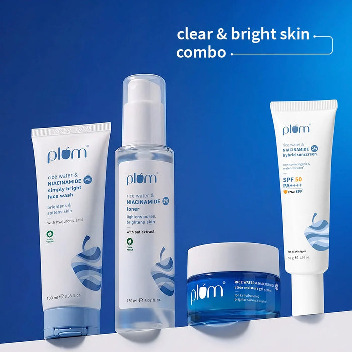 Niacinamide & Rice Water CTMS Combo | Face Wash, Toner, Moisturizer & Sunscreen