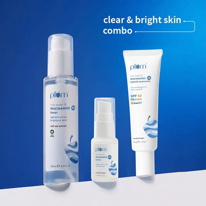 Niacinamide Bright Skin Trio | With Toner, Serum & SPF 50 Sunscreen for Bright Skin