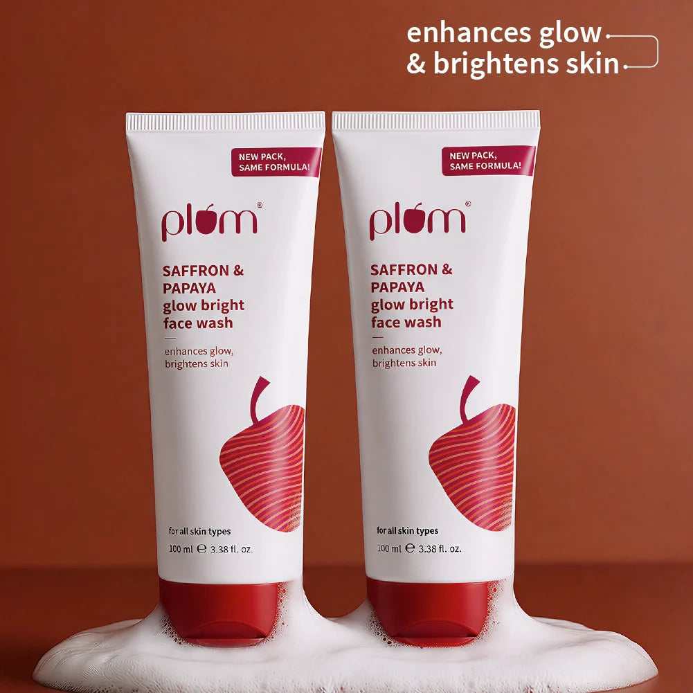 Saffron & Papaya Glow Bright Face Wash (100 ml) - Pack of 2