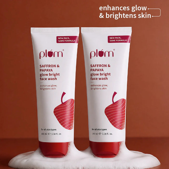 Saffron & Papaya Glow Bright Face Wash (100 ml) - Pack of 2